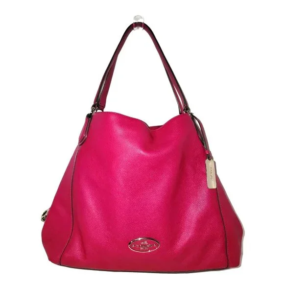 Coach 36464 Edie Shoulder Bag 31 Refined Pebble Leather in Cerise Pink Orig. M